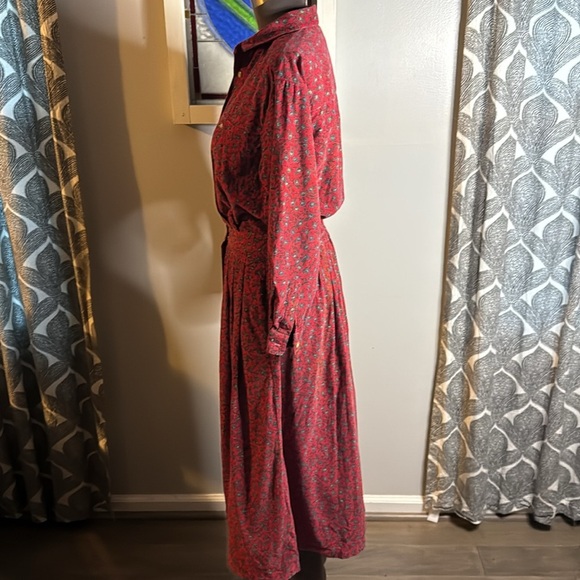 Eddie Bauer Vintage Floral Corduroy Maxi Dress SZ Small Petite - Picture 6 of 11